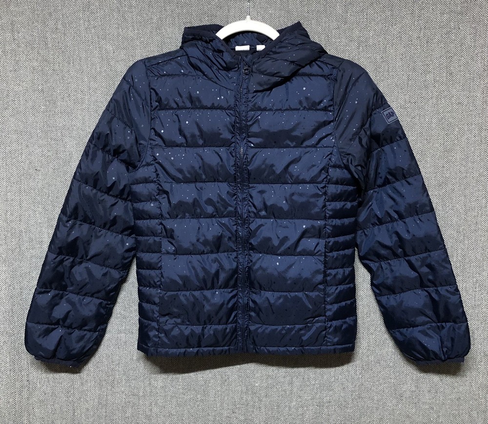 Gap Kids Quilted Jacket Girls Size XL Regular Navy Blue Hooded