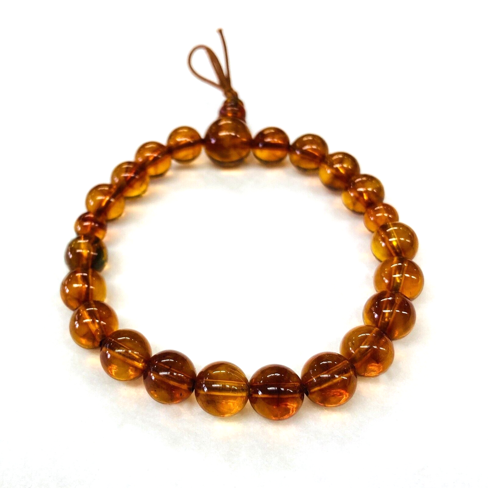 Buddhist Prayer Beads Juzu Bracelet Natural Amber 9mm 180mm Kyoto Craftsman Made