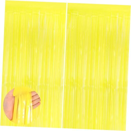 2 Pack Metallic Tinsel Foil Fringe Curtains, 3.3x8.3 Feet 2 pack Yellow