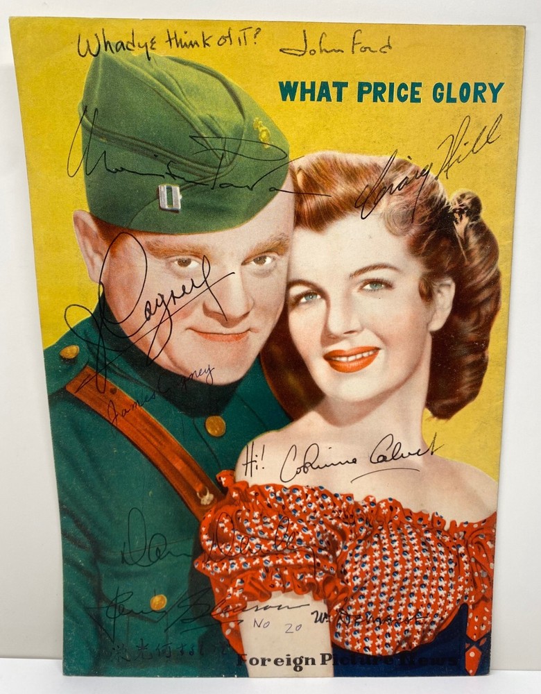 1952 What Price Glory Cast Signed X8 John Ford James Cagney Gleason Marisa Pavan