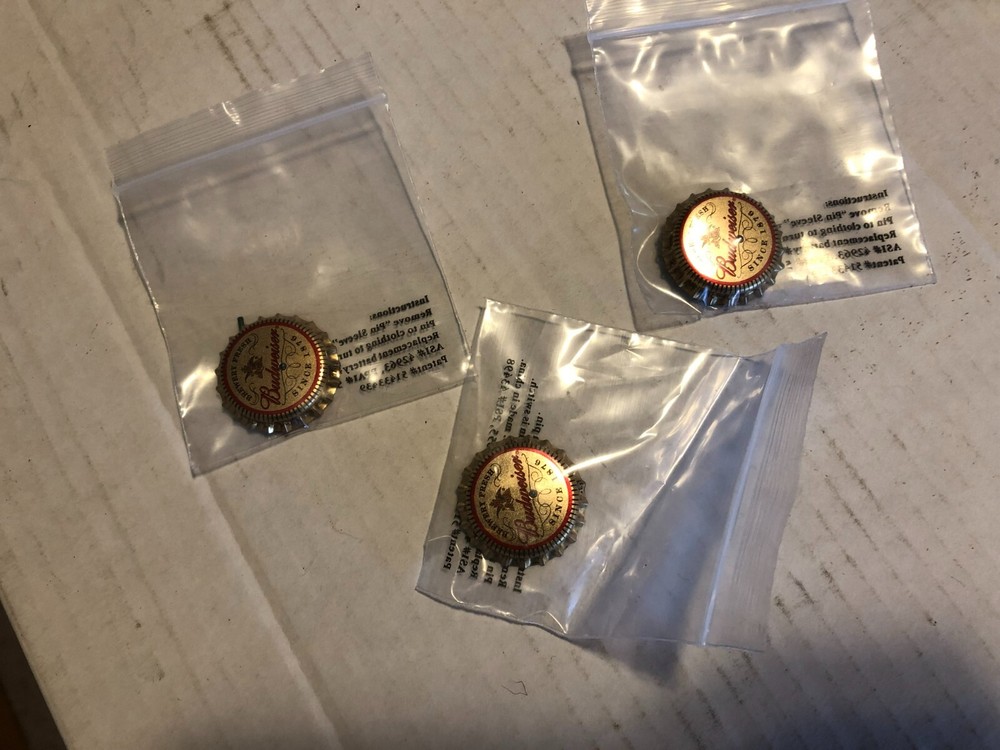 (3) NIP Budweiser flashing bottle cap pins