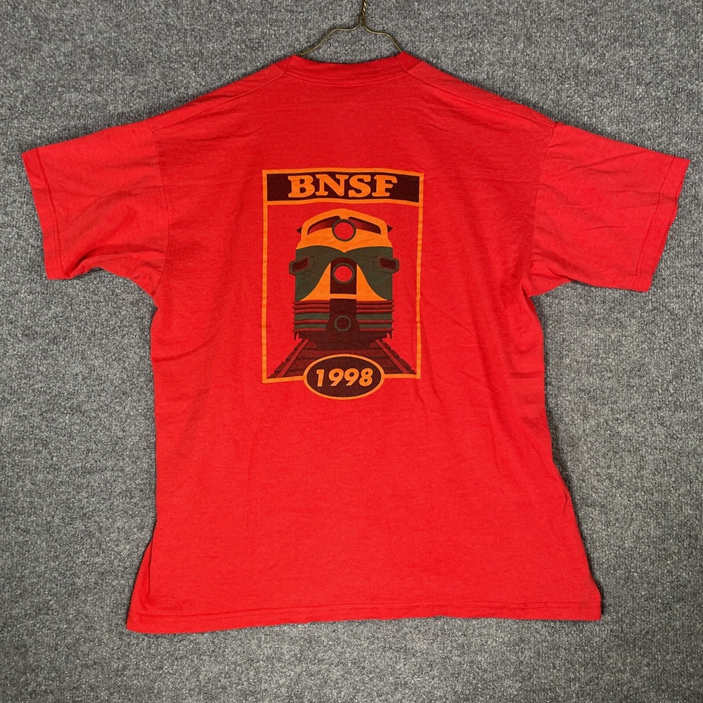 BNSF Vintage 90s Red T-Shirt Men’s XL Kansas City Railroad Division  