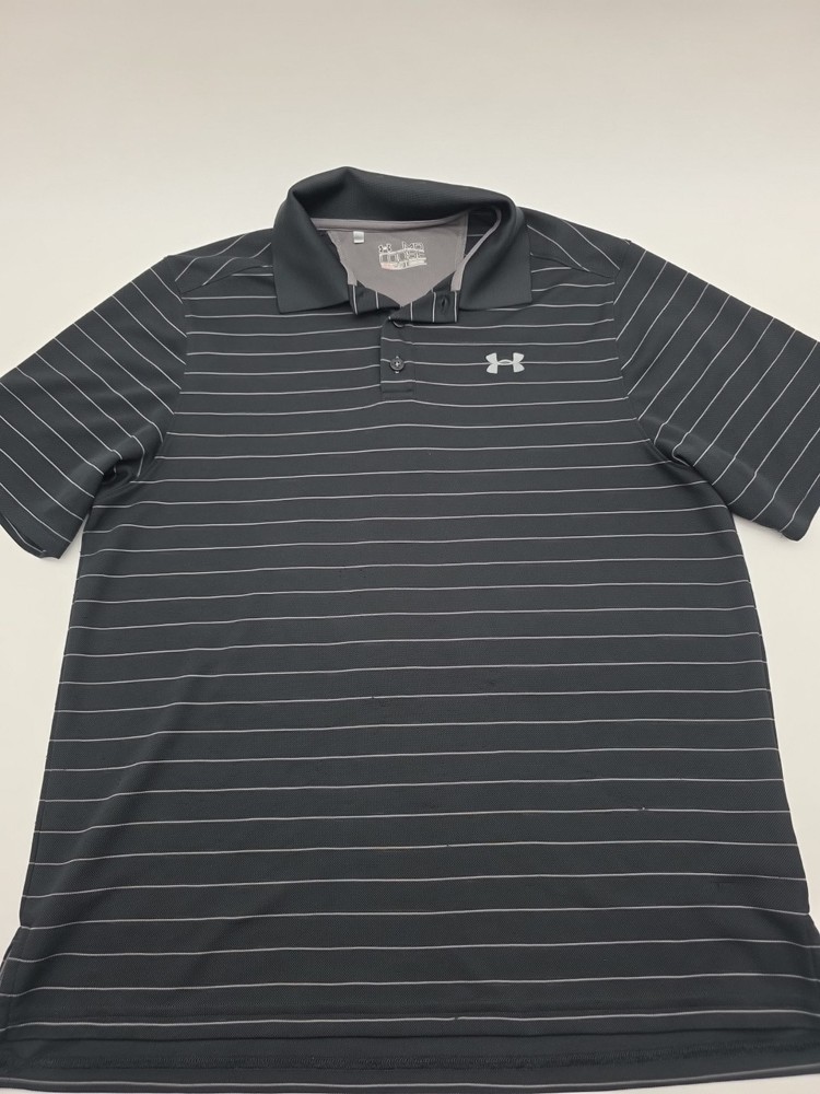 Under Armour Polo Shirt Men M Black Loose .#43172
