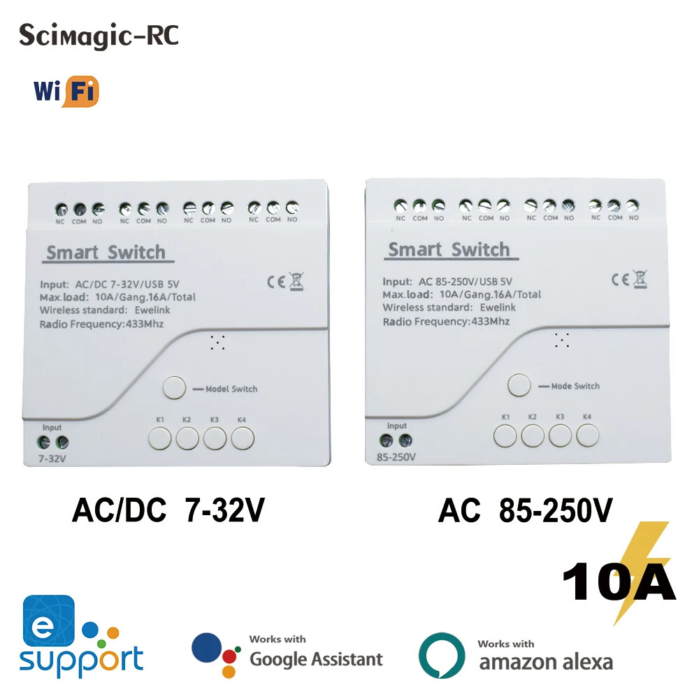 Remote Control Wifi Switch Module 4CH 12V 24V 32V 110V 220V Inching Self-locking
