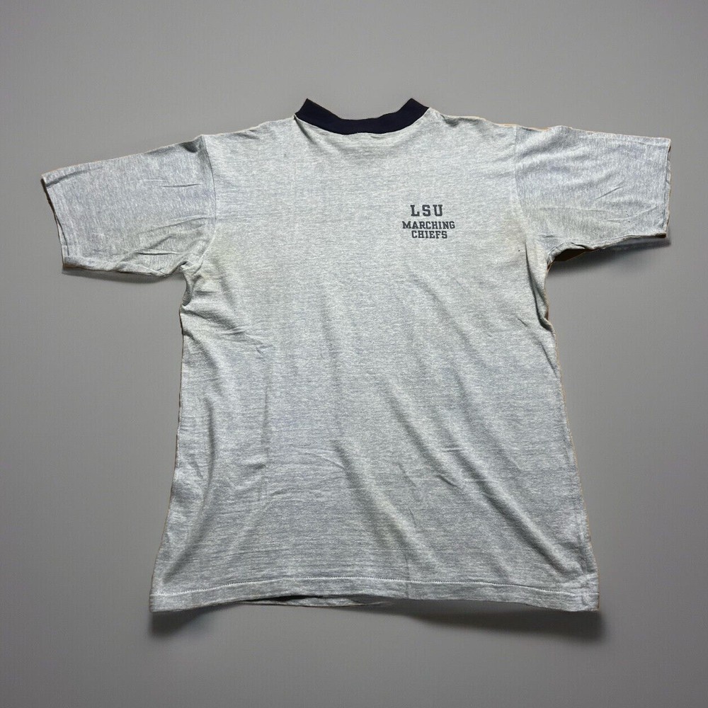 Vintage 50s 60s Velva Sheen - LSU Marching Band Chiefs Ringer Shirt Size Large