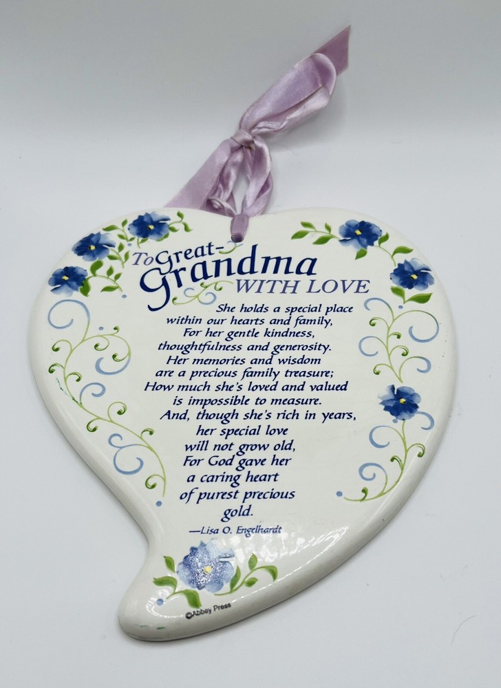 Abbey Press - Great-Grandma Heart-Shaped Ceramic Plaque - Lisa O. Engelhardt-image