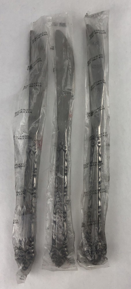 Vintage EKCO ETERNA MARY ELLEN Stainless Flatware 3 Dinner Knives Knife Japan