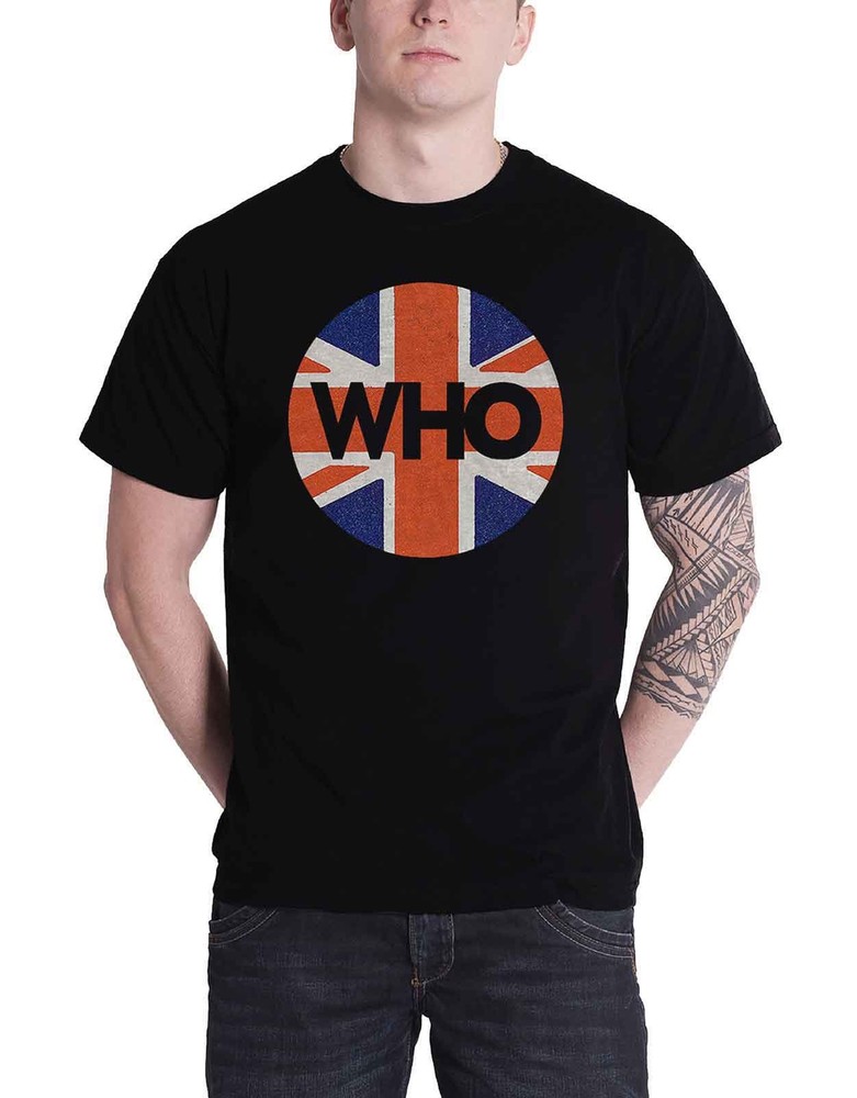 The Who Union Jack Circle Band Logo Official Mens Black T-Shirt