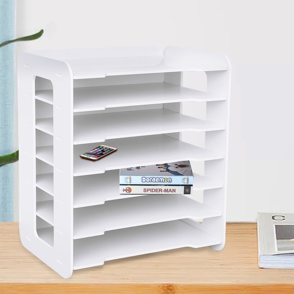 7-Tier Desktop File Organizer Storage Rack for Office or Home