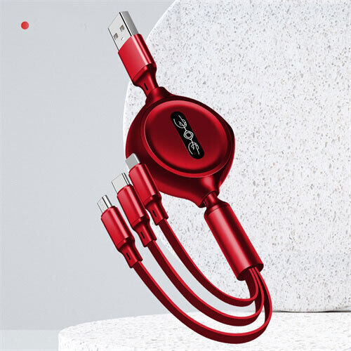 iPhone Fast Charger Cable Retractable 3-in-1 Micro USB USB