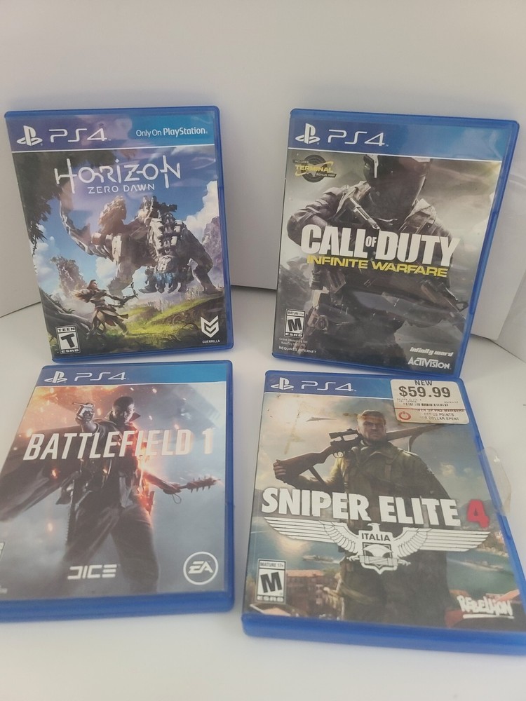 PS4, Bundle, BATTLEFIELD 1, HORIZON ZERO DAWN, COD INFINITE WARF, SNIPER ELITE 4