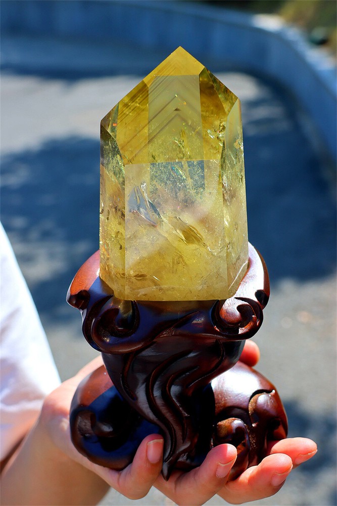 Natural 2.28LB Citrine Quartz Obelisk Reiki Crystal Wand Point Specimen