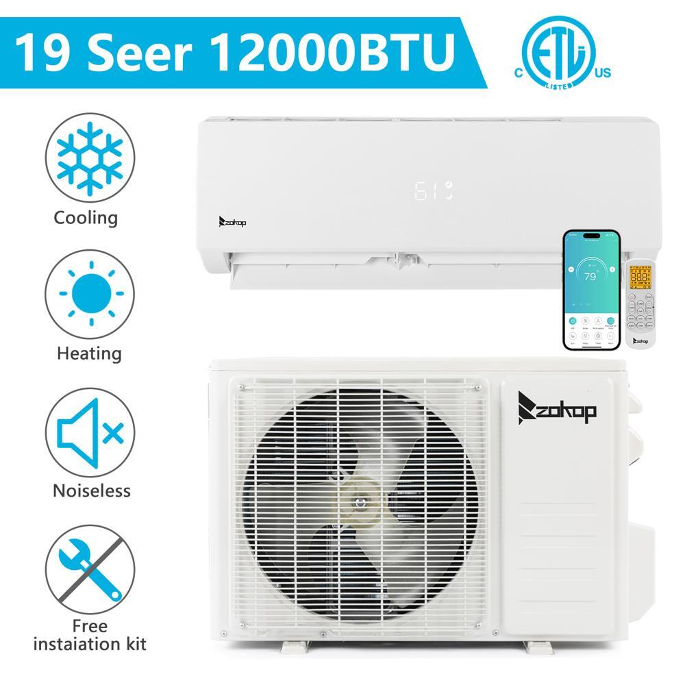 Zokop 12000 BTU Smart Mini Split AC with WiFi Remote Heating and Cooling  