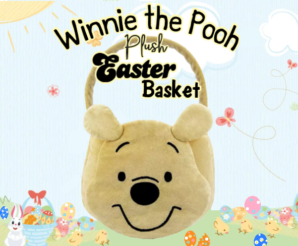 Disney Themed Winnie the Pooh Plush Easter Basket for Kids Boys Girls Baby First Gift Bag