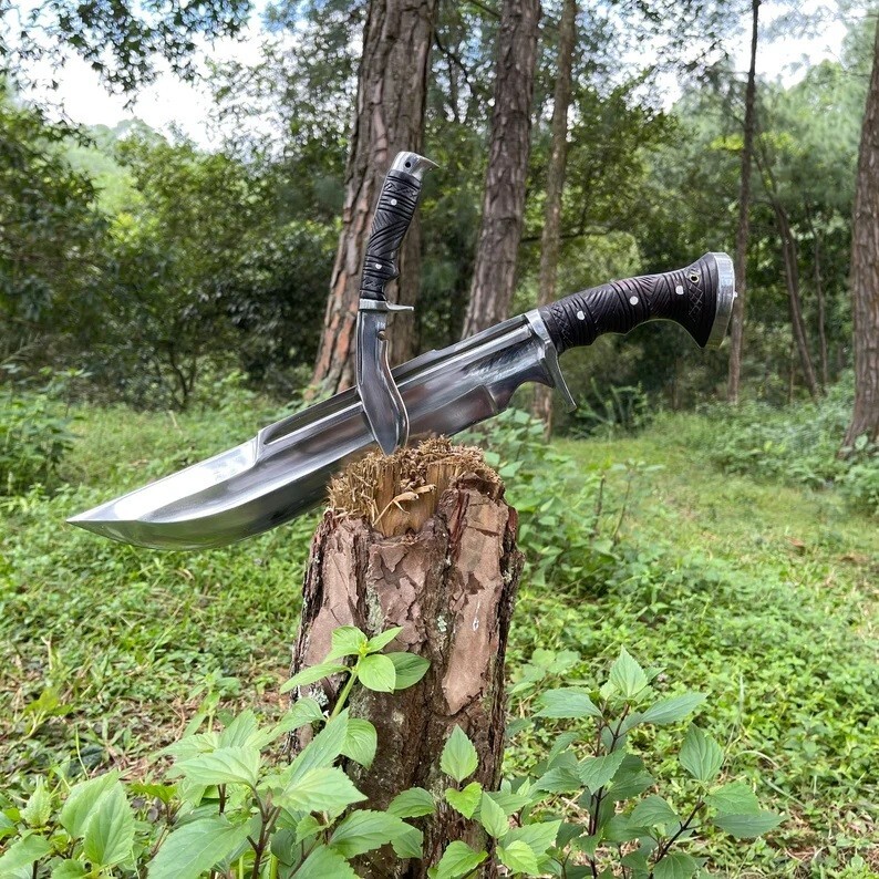 Fixed Blade Shluu Machete Knife with Sheath, Traditional Bowie Knife | Camping