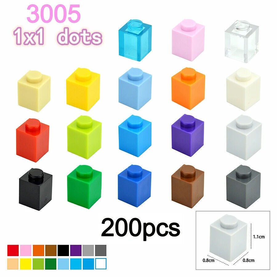200 New 1x1 Lego Bricks Bulk Lot - Choose Your Color