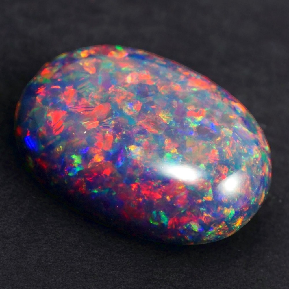 AAA+ Black Silk Opal Cabochon 16x12mm 4.20ct Fire Loose Gemstone