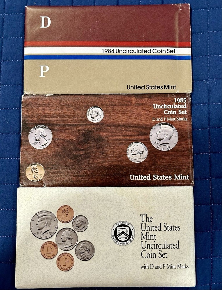 1984, 1985 & 1992 U.S Uncirculated Mint Set - D & P Mintmarks w/COA,OGP  3 SETS!
