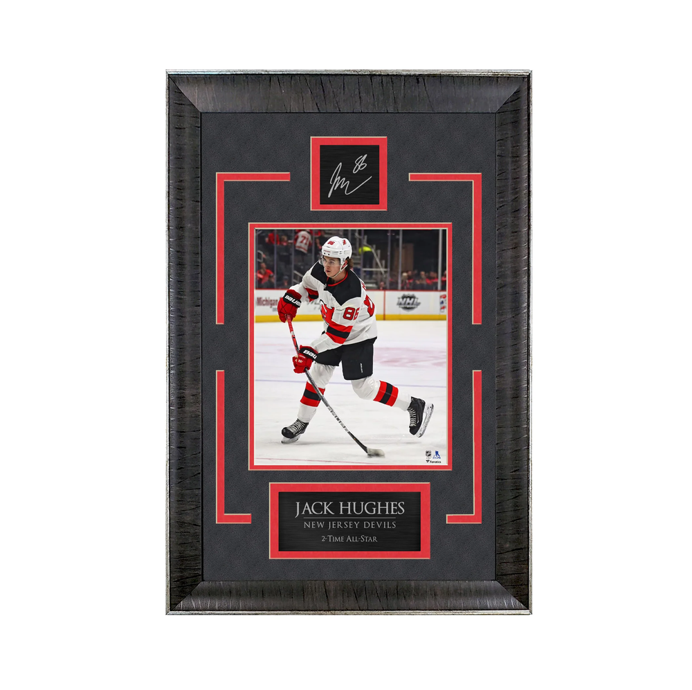 Jack Hughes Devils Framed Hockey Photo 16x23 by Sports Deluxe