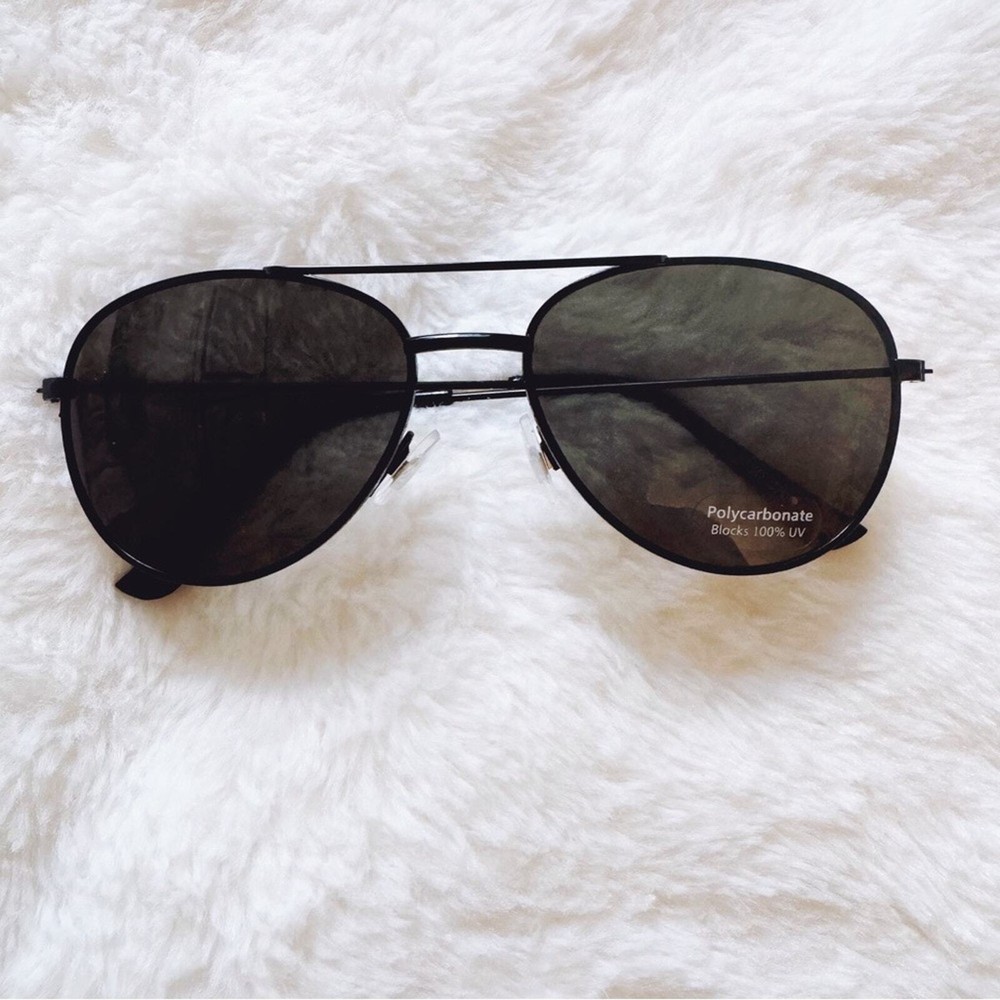Tiana Black Minimalist Aviator Sunglasses
