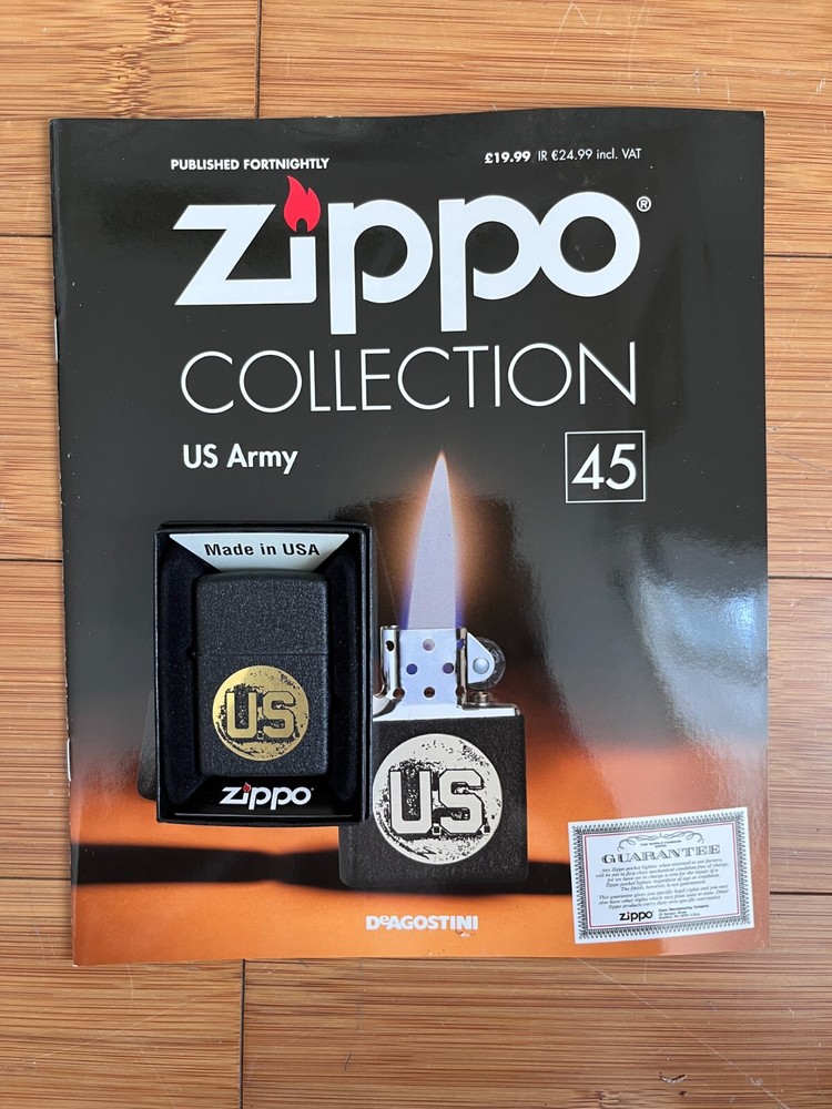 NEW DEAGOSTINI ZIPPO WINDPROOF LIGHTER COLLECTION ISSUE 45 - US ARMY & MAGAZINE