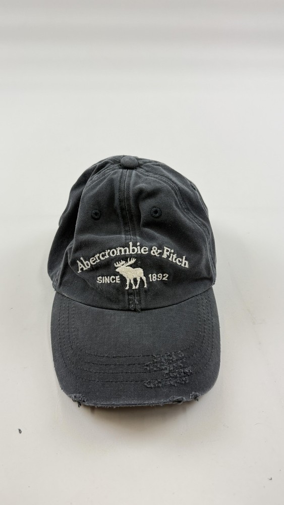 Abercrombie & Fitch Hat Cap Strap Back Mens One Size Gray Distressed Moose Logo-image