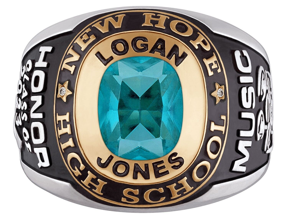 Customized Rectangle Men's High School College Class Collection Ring 925 Silver