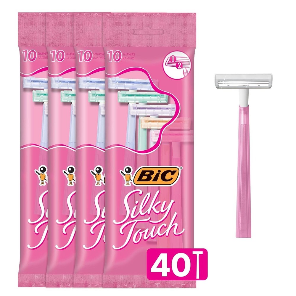 Silky Touch Women's Twin Blade Disposable Razors - 40 count (4 packs of 10)