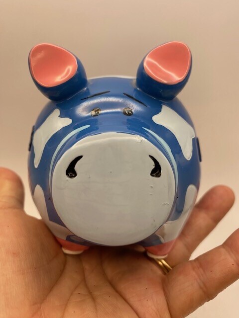 United States Mint Blue Pig Piggy Bank Pre Owned Small 6x4