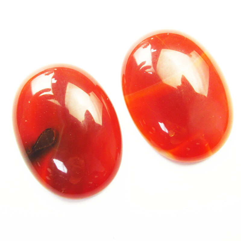 2Pcs 40x30x8mm Red Onyx Agate Oval Cab Cabochon D95227