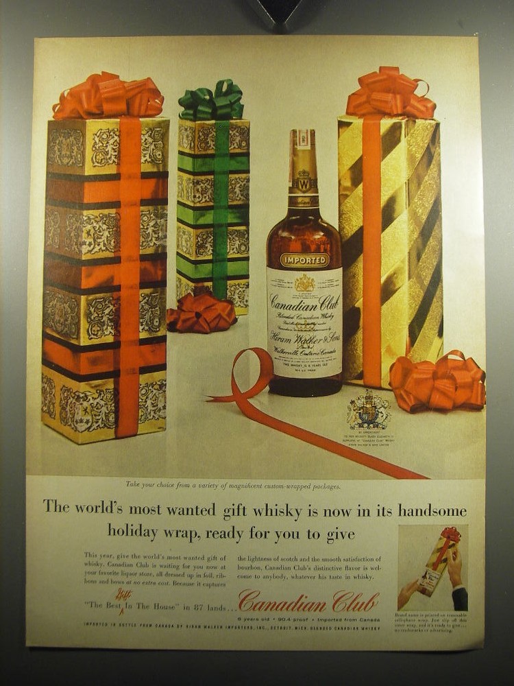 1957 Canadian Club Whisky Ad - The world's most wanted gift whisky-image