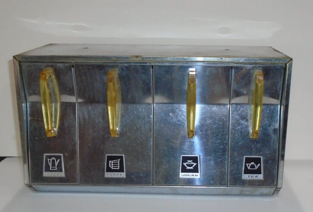 Vintage  Beautyware Chrome Canister Set Flour Tea Sugar Coffee