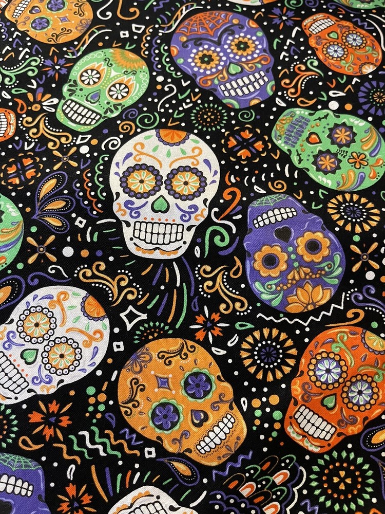 BOUFFANT STYLE  Scrub Hat  Fun Skulls Day Of The Dead Mardi Gras HALLOWEEN