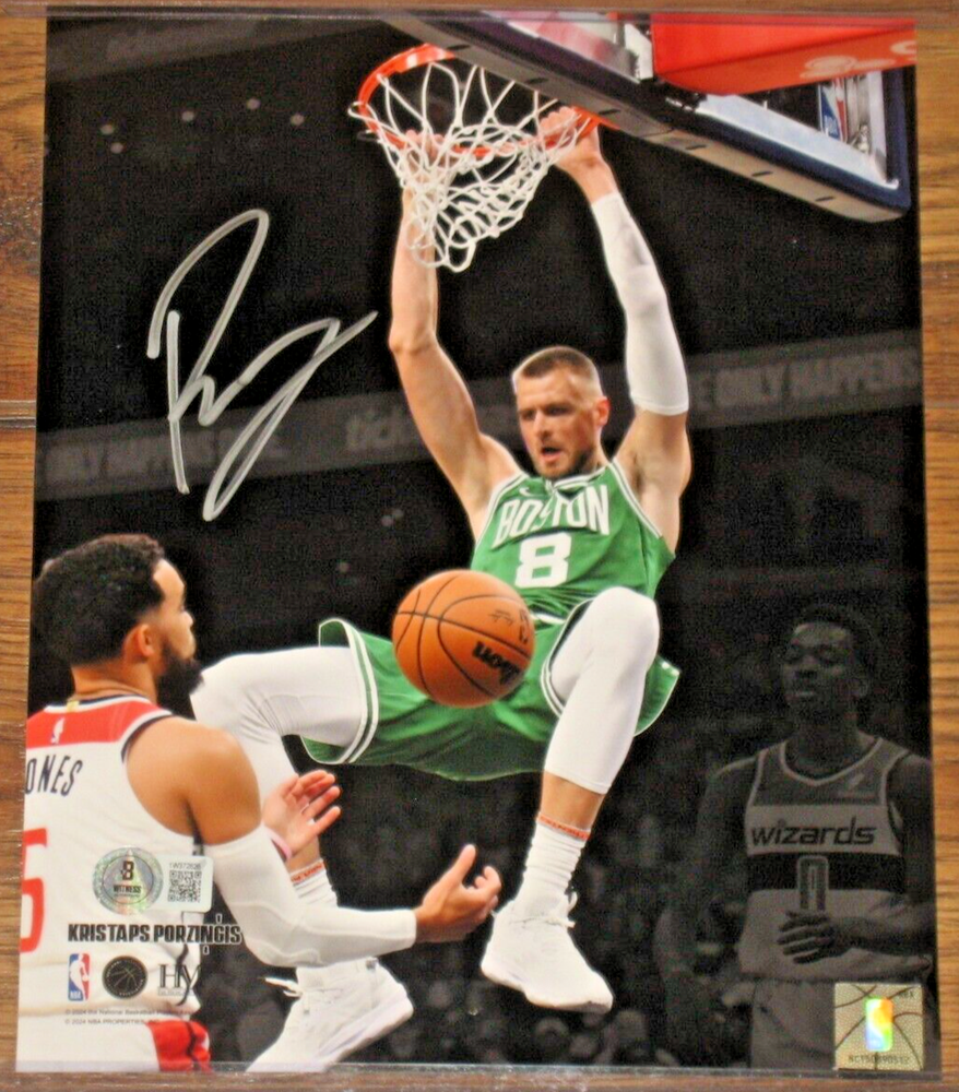 Kristaps Porzingis Signed Autograph 8x10 Photo BAS Certified Boston Celtics Auto