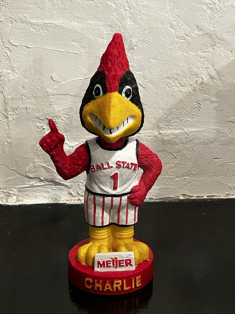 VINTAGE 2001 Charlie Cardinal Ball State Cardinals Mascot Bobblehead In Box