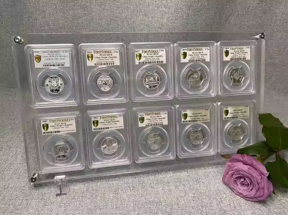 10-Slot Acrylic Display Case for NGC PCGS Slab Coin Holders