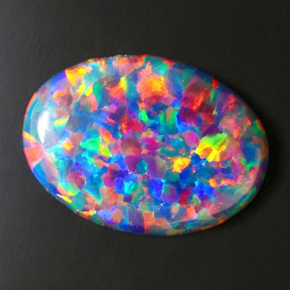 AAA+ Black Silk Opal Cabochon 16x12mm, 4.45 Cts  Fire Loose Gemstone