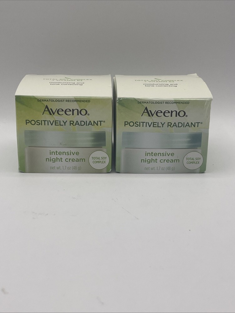 2 PK- Aveeno Positively Radiant Intensive Night Cream 1.7 oz Total Soy Complex