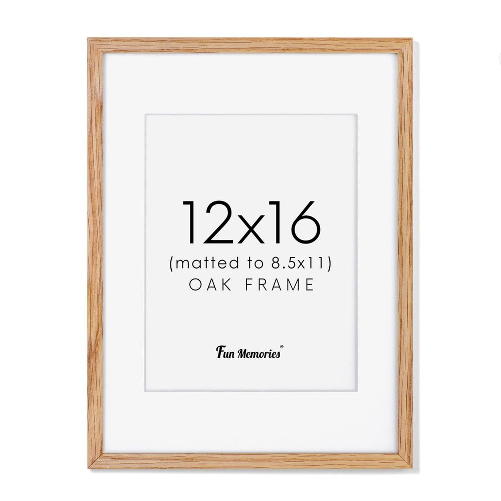 12x16 Picture Frame, Solid Oak Wood Frame 12