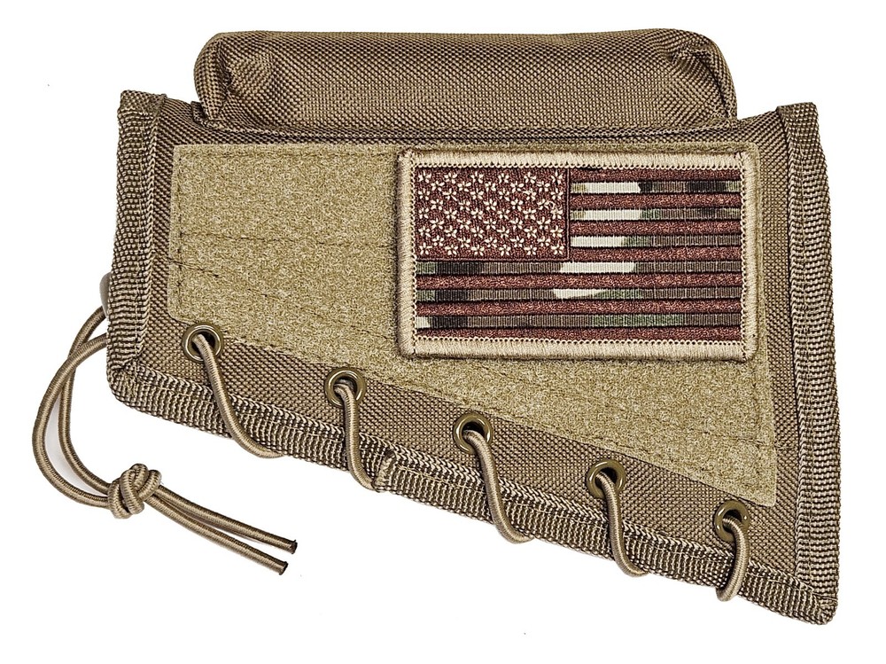 Tan Cheek Rest Stock Riser + Multicam USA FLAG Patch fits Savage 64 A17 93R17