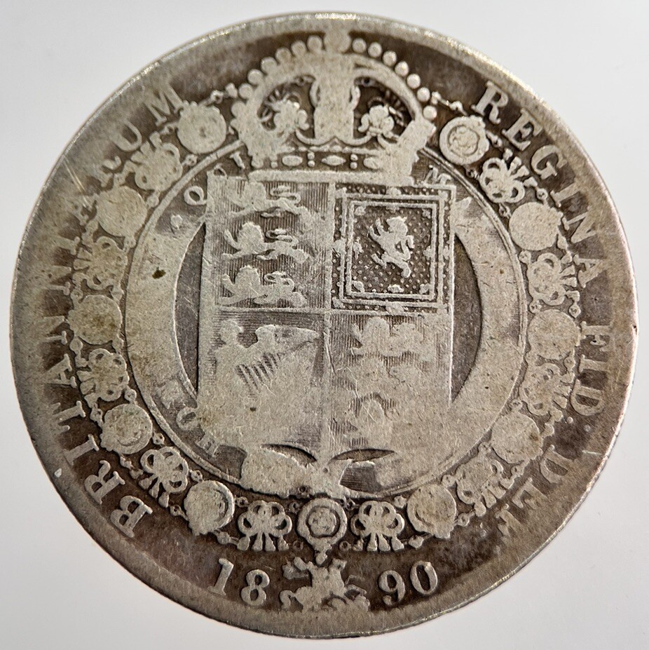 1890 Victoria Half-Crown Silver Coin Collectable Grade a8664