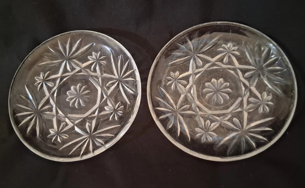 Vintage Anchor Hocking Prescut Glass Cake Plates Set of 2