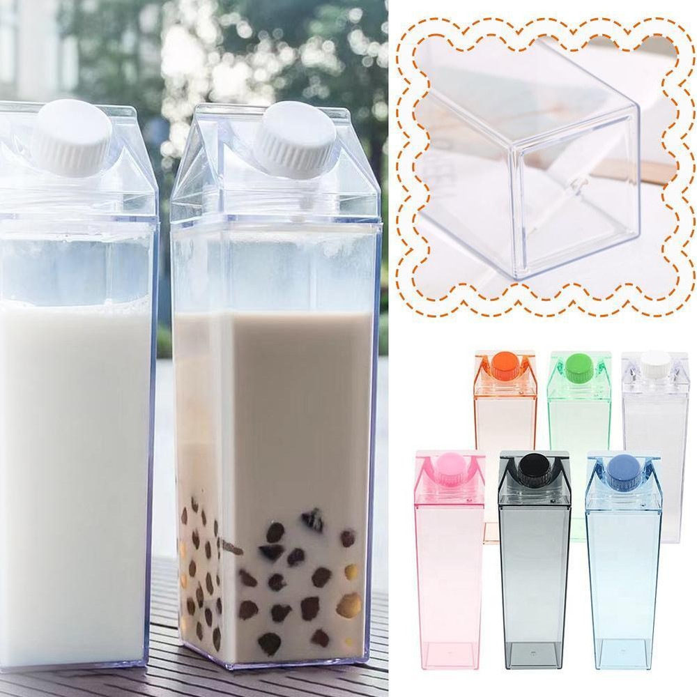 500Ml/1000Ml Clear Milk Carton Water Bottle Leak Proof Transparen Milk Box J9 <|