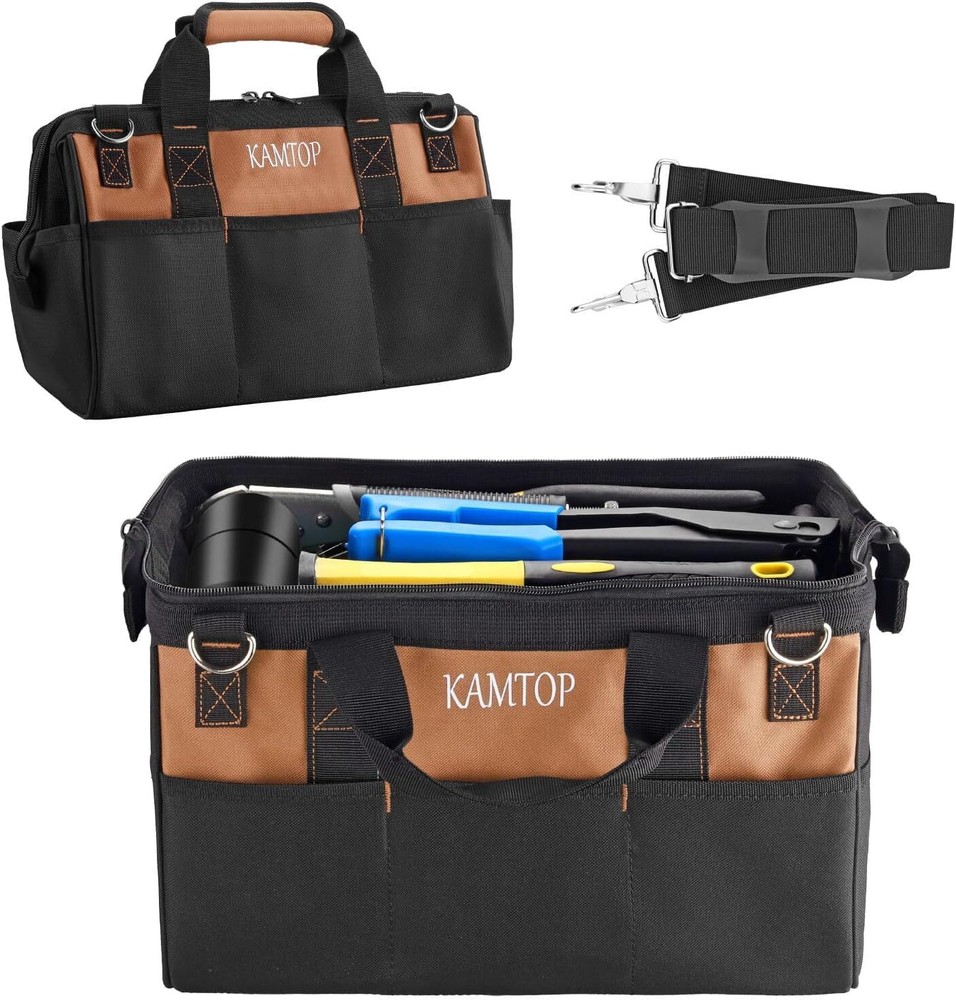 Kamtop 14-Inch Durable Tool Bag with Snap Fasteners and Essential Tool Kit  