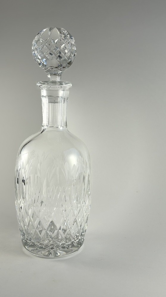Vintage Etched Crystal Floral Whiskey Decanter