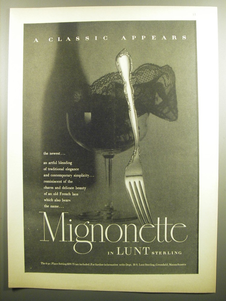1960 Lunt Mignonette Silverware Ad - Timeless Elegance in Classic Flatware