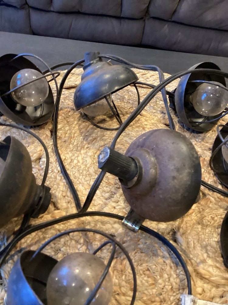 VTG Restoration Hardware Cargo String Lights SET OF 8 Rustic Steam Punk