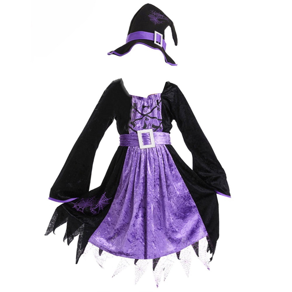 Girls Fairytale Witch Halloween Costume Wizard Outfit for Kids