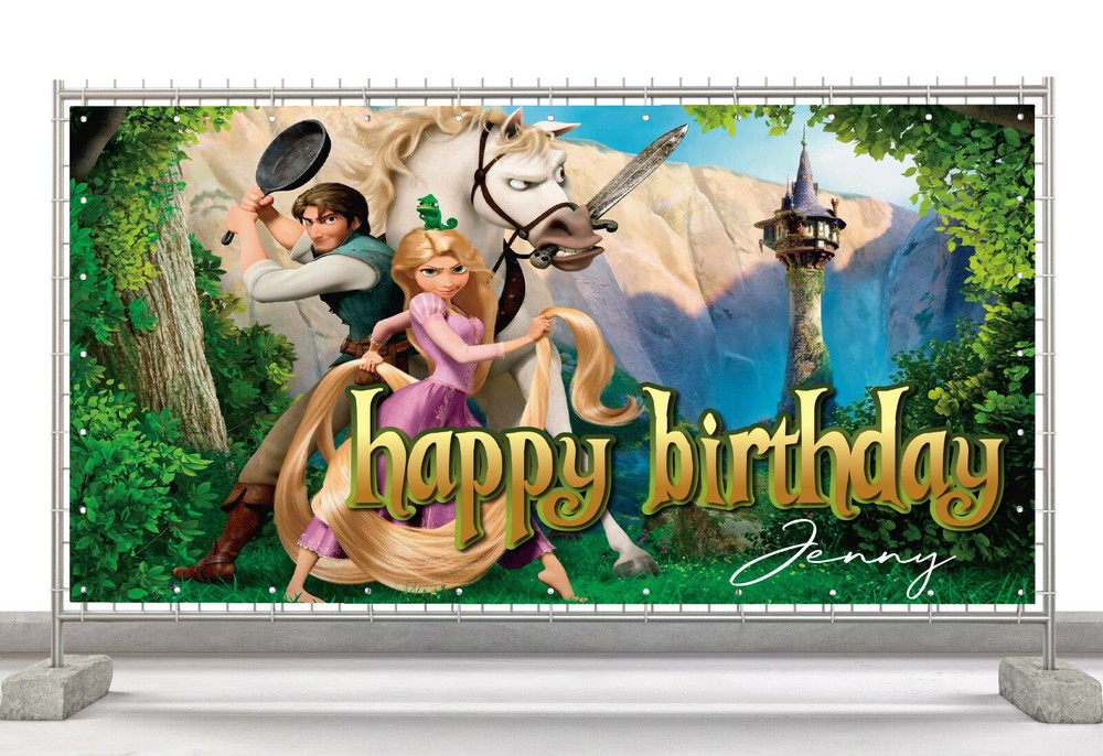 Disney Tangled Custom Happy Birthday Banner Personalized Poster M457