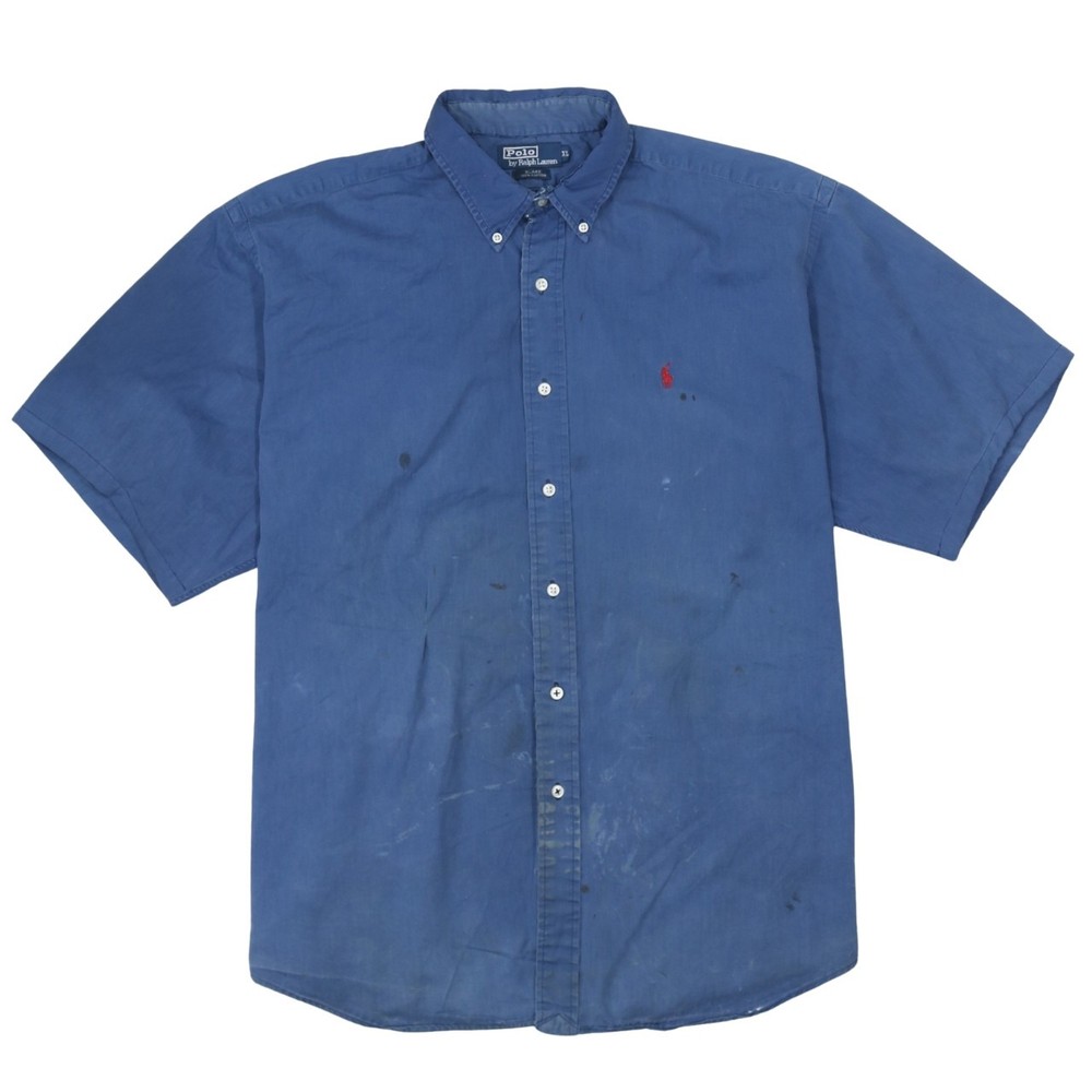 Polo Ralph Lauren Mens Short Sleeve Shirt Blue Button Down Embroidered Pony XL